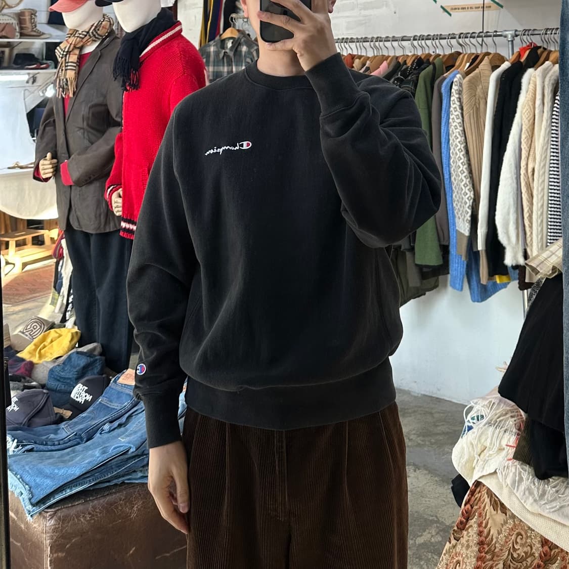 (착용컷) Champion 리버스 위브 스웻 셔츠 (남성용 100) 상품이미지2