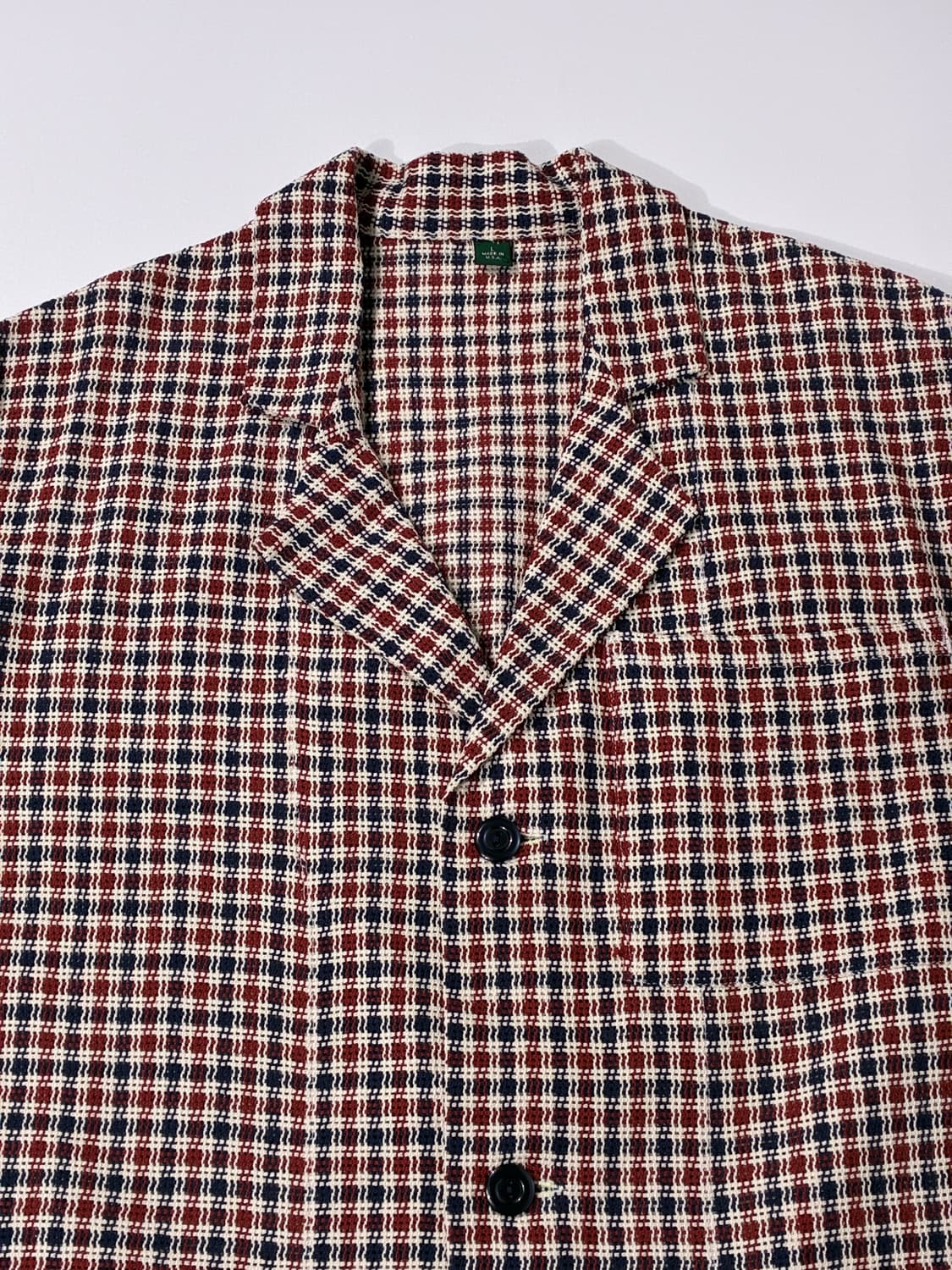 짓먼 빈티지 린넨/코튼 크로셰 체크 자켓 브라운 L사이즈 상품이미지2