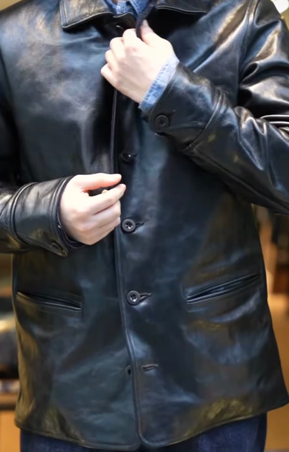 콜림보 Colimbo 레더자켓 스톡맨 차심 말가죽 카코트 42 새상품 상품이미지9