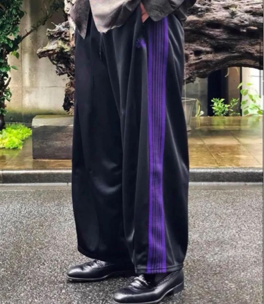 Needles 히자델 팬츠 블랙×퍼플 신품 상품이미지1