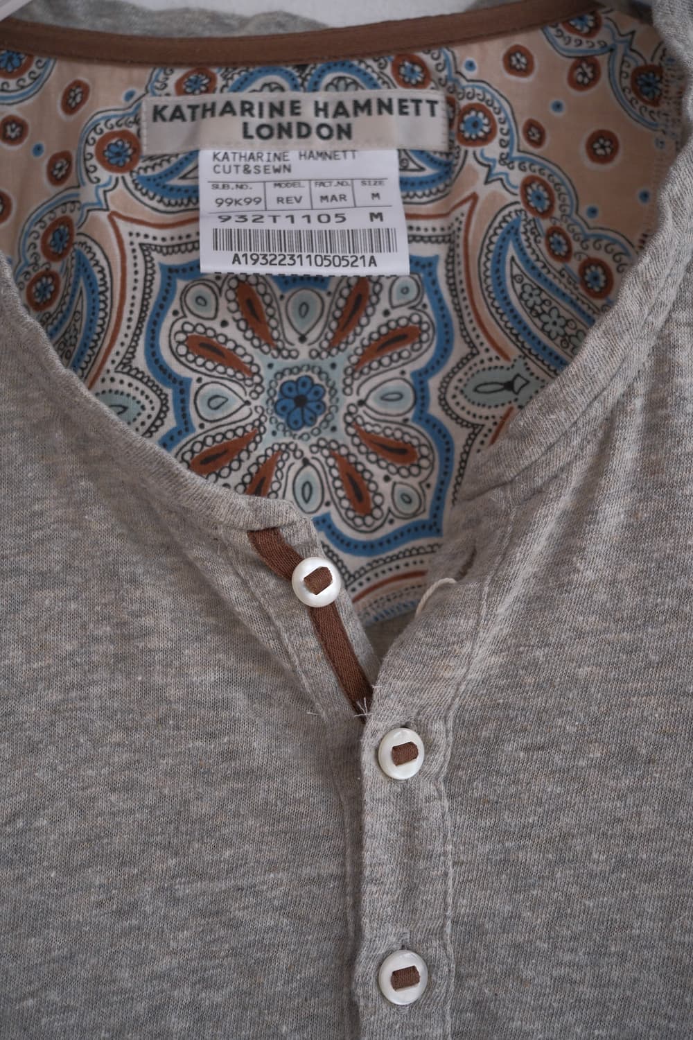 Paisley lining Henley neck top 상품이미지6
