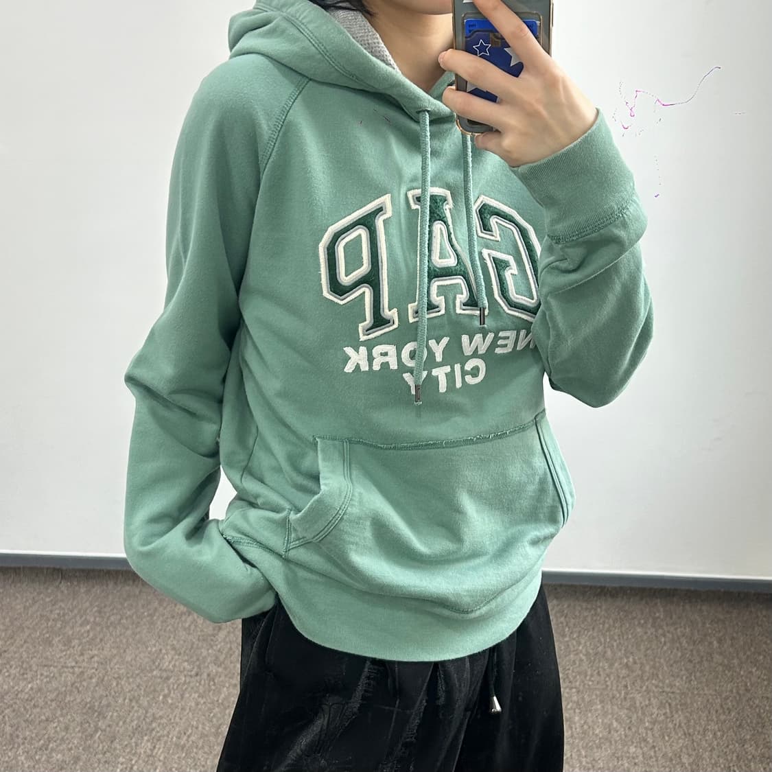 Gap 갭 그린로고 라이트 그린 후드티 상품이미지2