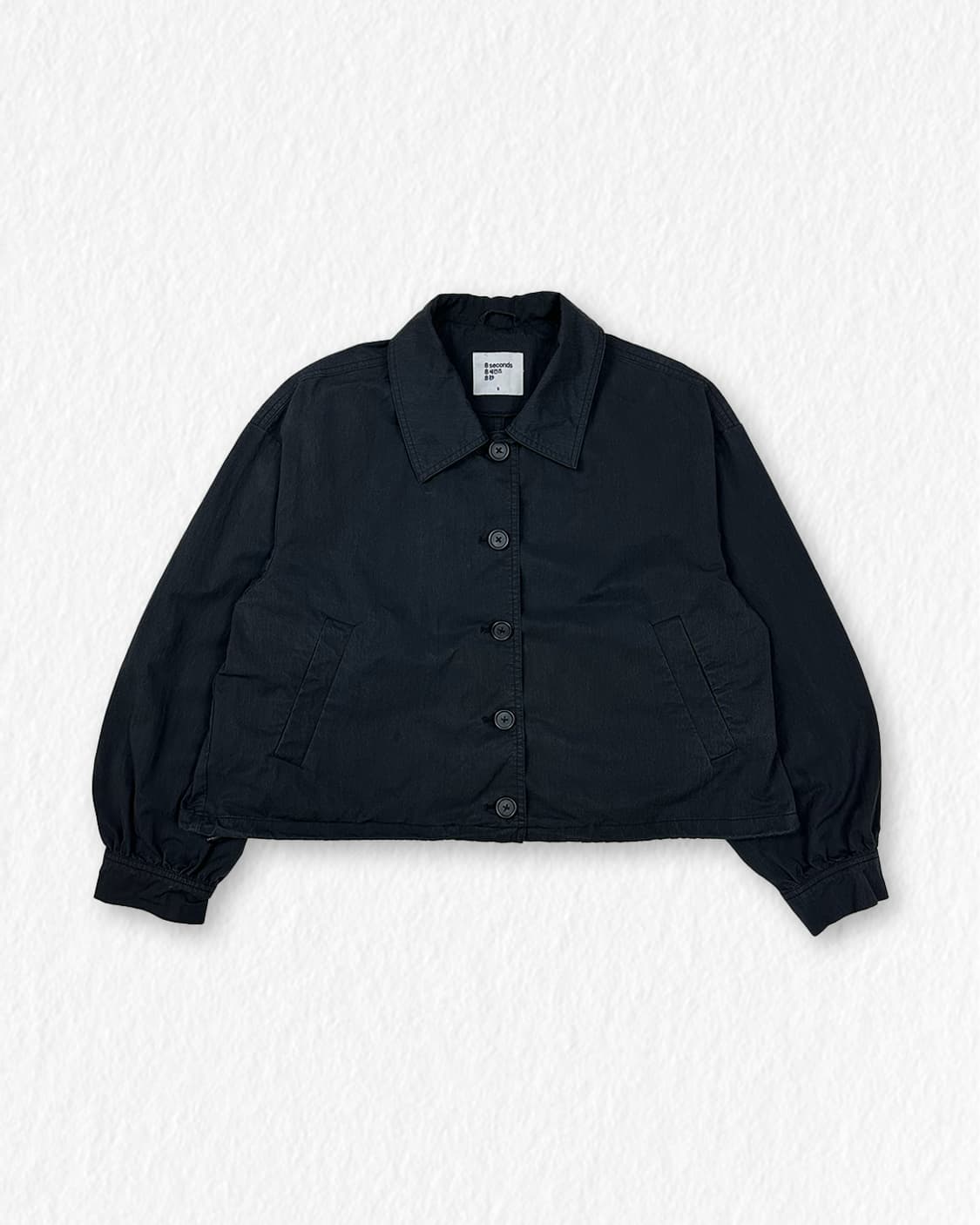 에잇세컨즈 크롭 셔츠 자켓 블랙 상품이미지1