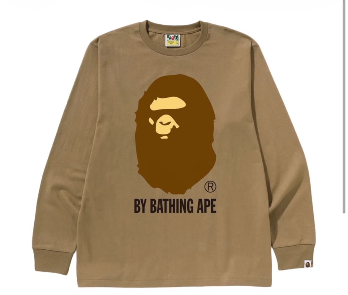 베이프 바이 롱슬리브 티셔츠 베이지 S 상품이미지1