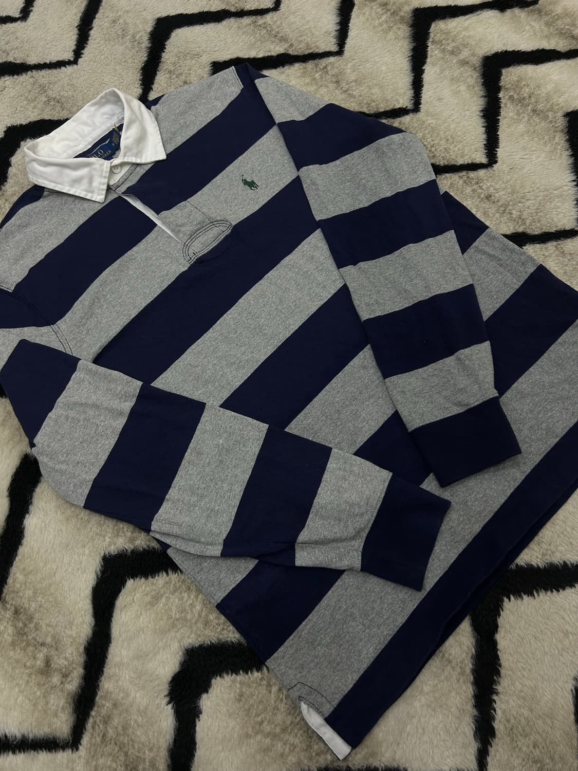 [M]폴로랄프로렌 아이코닉 클래식핏 럭비 긴팔/그레이네이비 상품이미지3