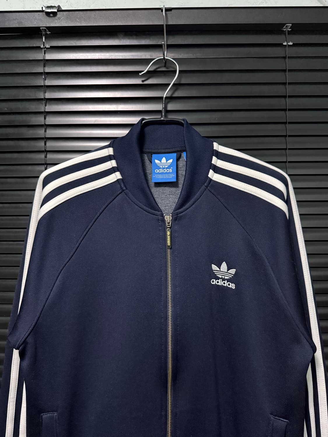 아디다스 오리지널 남색 네이비 노카라 져지 저지 트랙탑 100 L 집업 상품이미지3