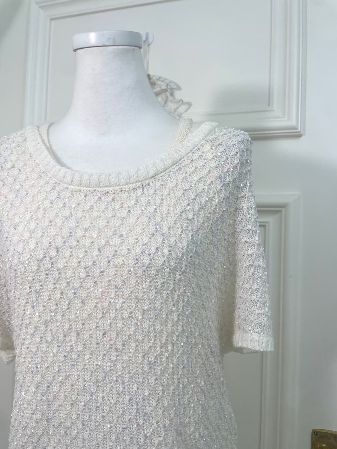 ivory pastel sleeve button crochet knit 상품이미지7