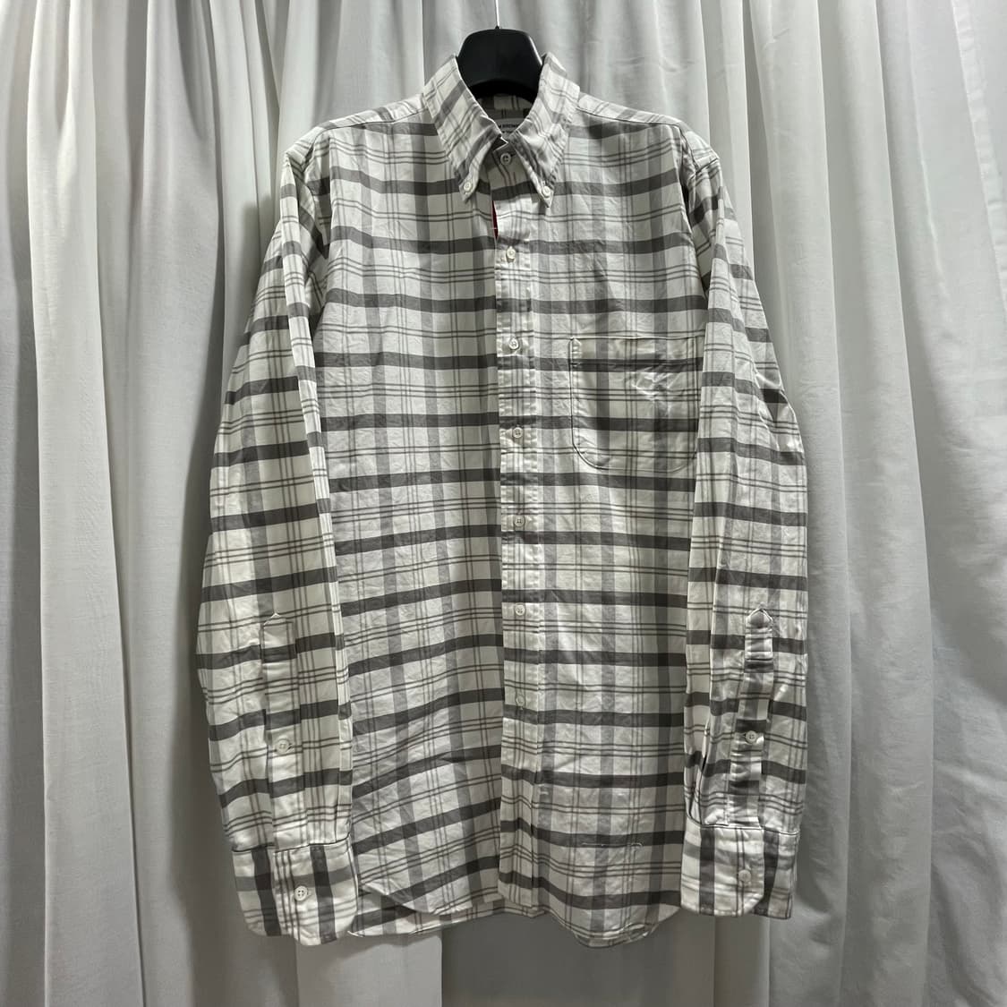 톰브라운/ 트리콜로 테이핑 그레이 체크 셔츠/ 3 상품이미지1