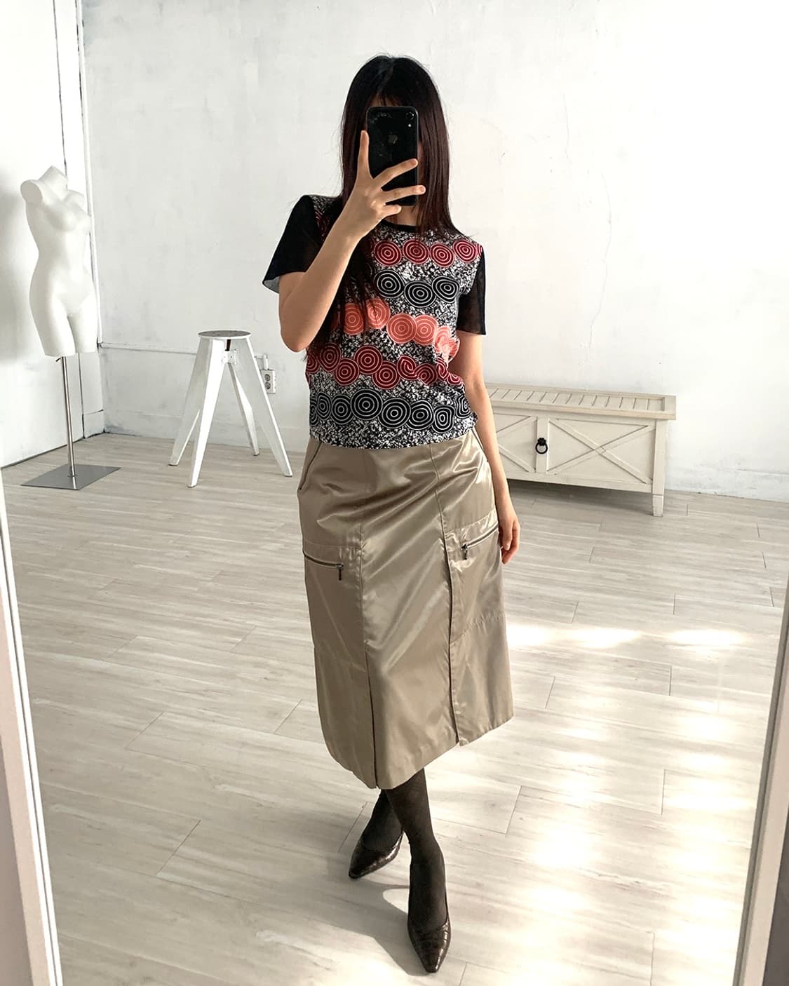HIROKO KOSHINO TRUNK Gold Sheen Skirt 상품이미지2
