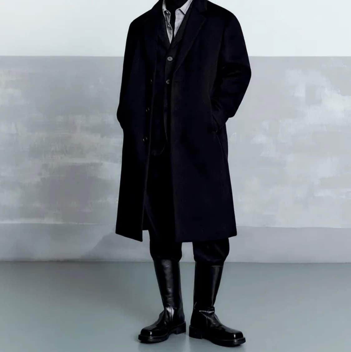 캐시미어 블렌드 오버사이즈 싱글 코트 [블랙]  상품이미지2