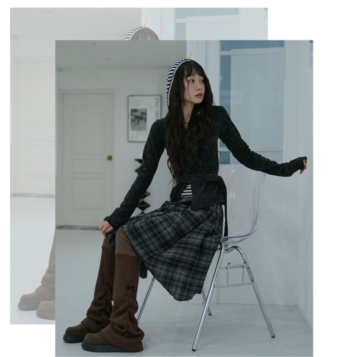 틸데서울 엘리엇 셔링 리본 배색 레깅스 상품이미지1