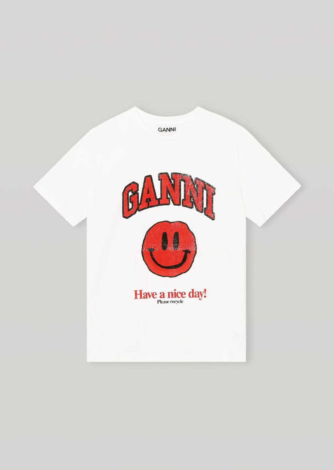 GANNI 가니 해브어 나이스데이 스마일 반팔티 화이트 2XS 상품이미지4