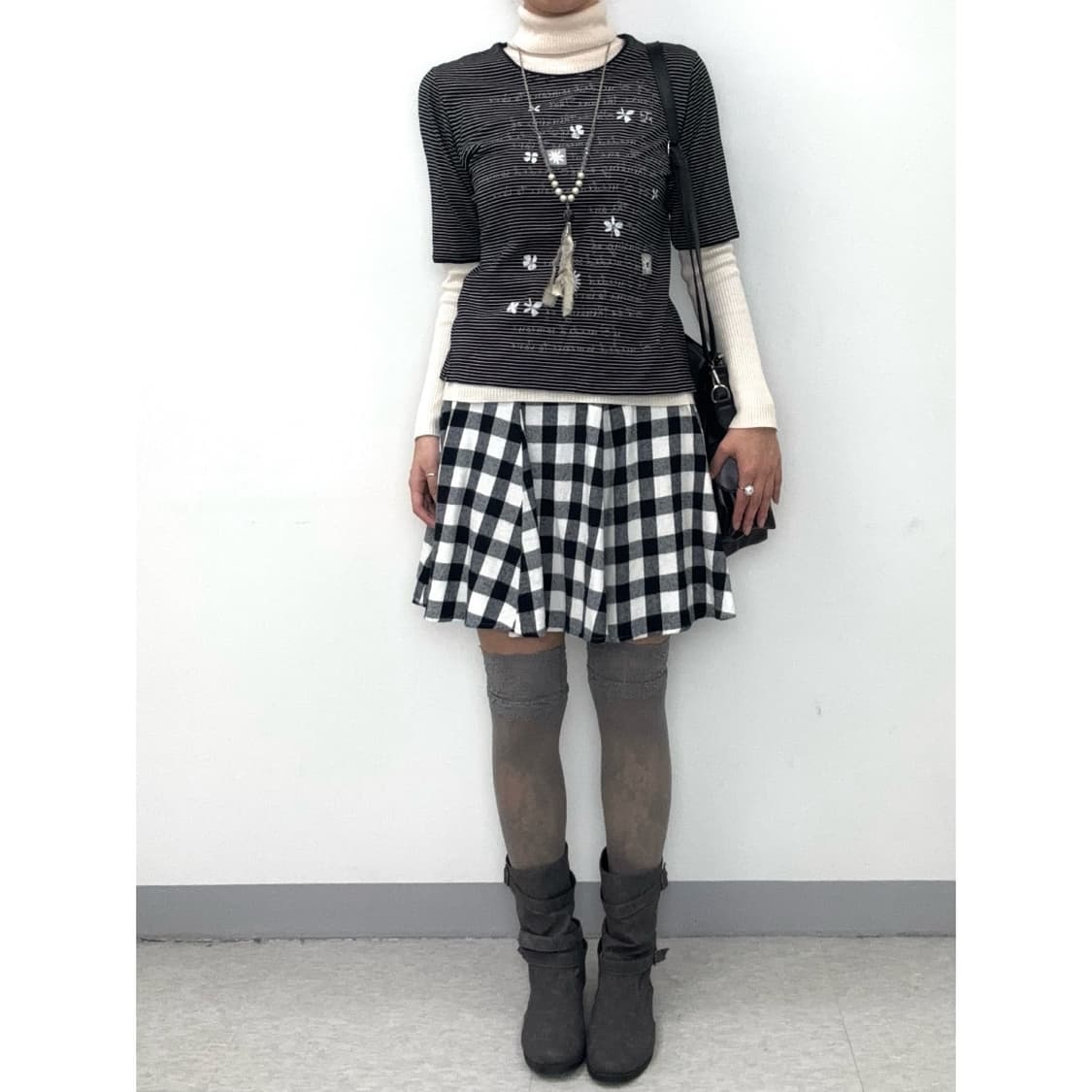 빈티지 블랙 모리걸 스트라이프 반팔 티셔츠 상품이미지2