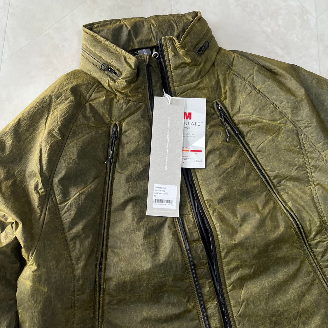 [새상품]언어펙티드 패디드 오블리크 집 점퍼 크랙올리브 상품이미지4