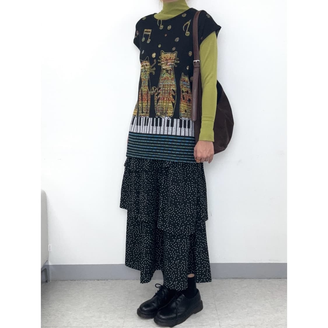 빈티지 블랙 도트 캉캉 스커트 상품이미지1