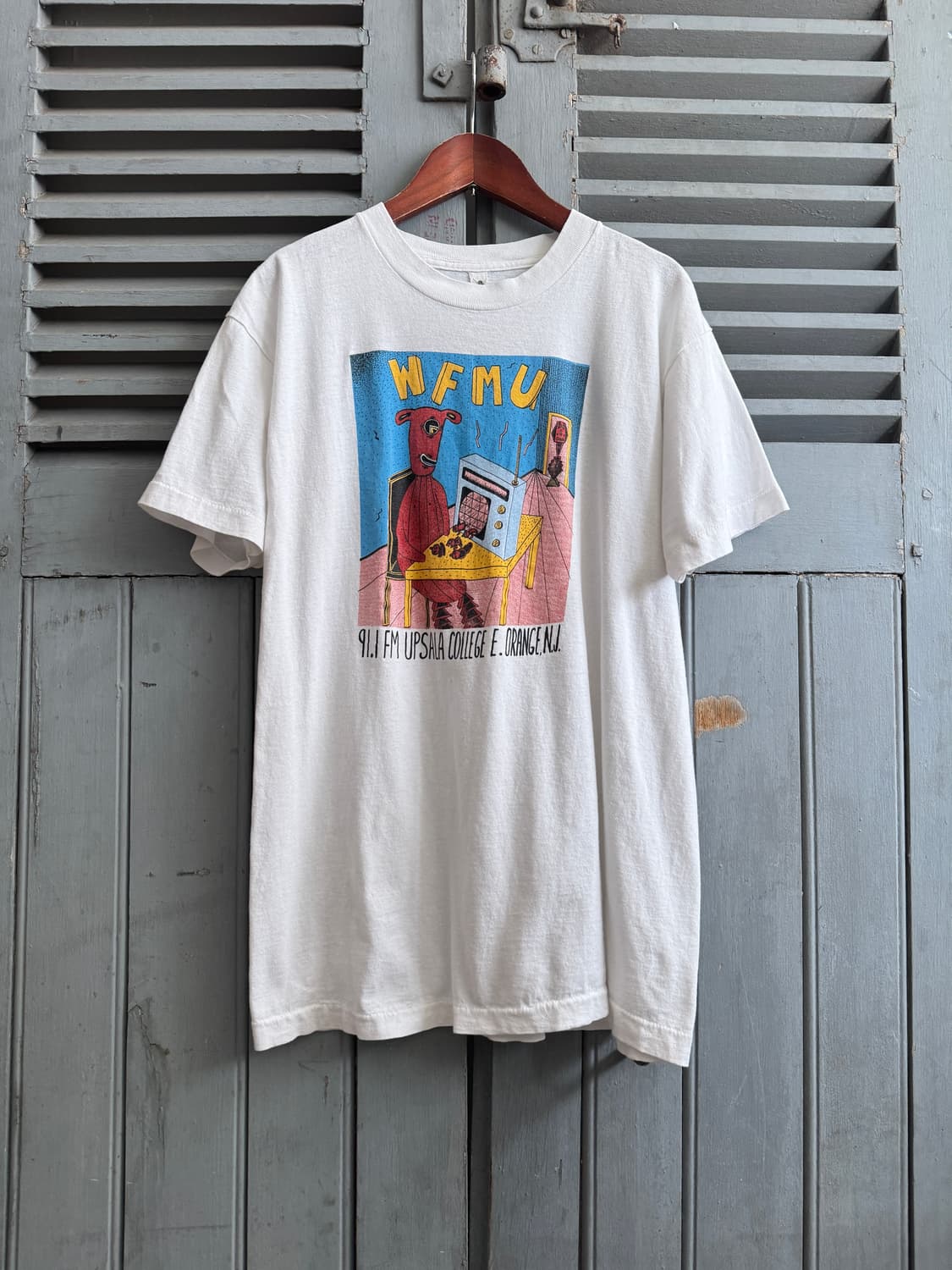 [M]90's USA 빈티지 WFMU 카툰 프린팅 티셔츠 상품이미지2