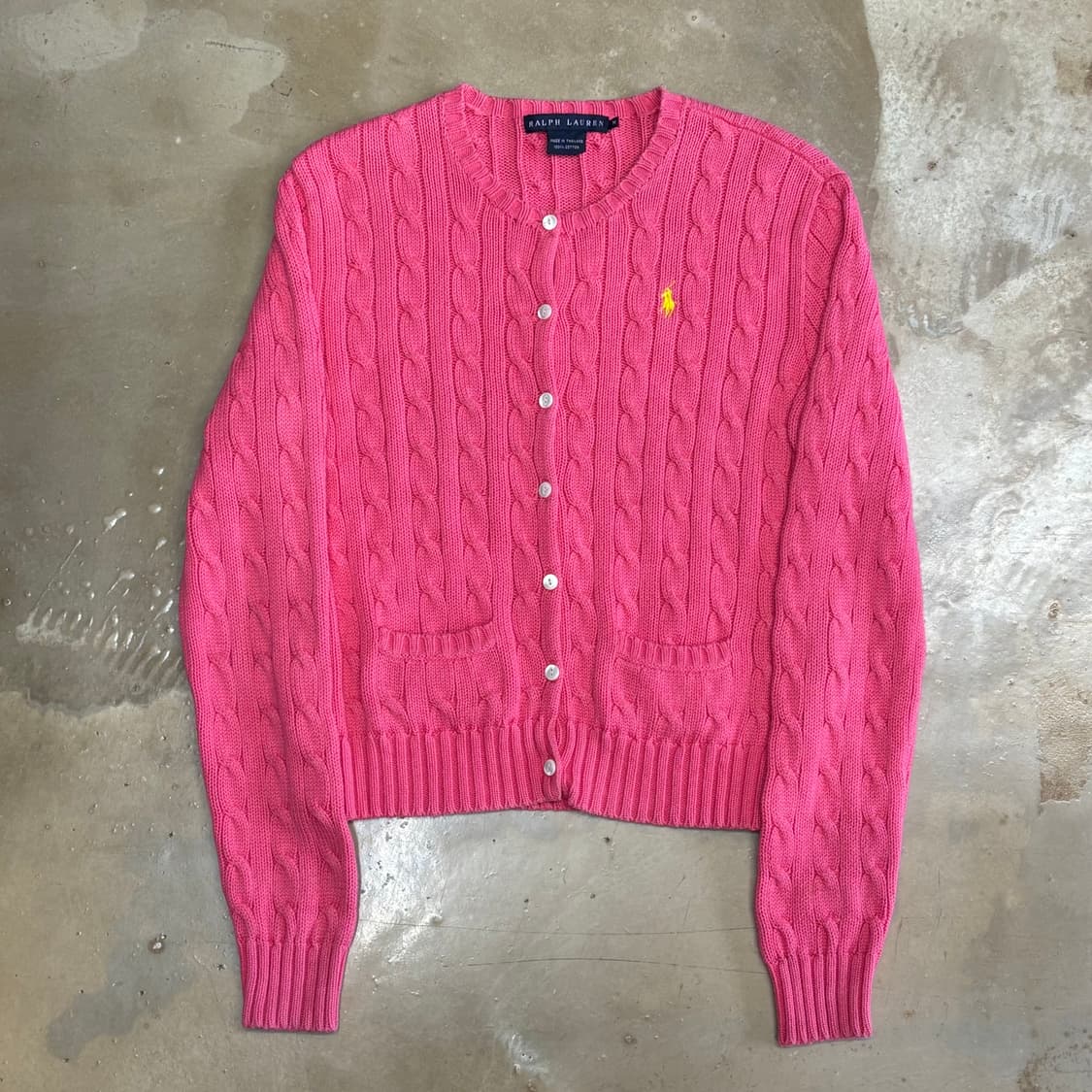 M 폴로랄프로렌 핑크 코튼 케이블 가디건 상품이미지2