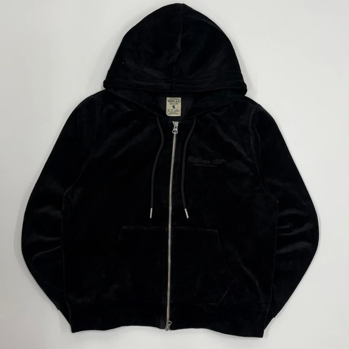 후아유 y2k 여리핏 벨루어 벨벳 걸즈 크롭 후드집업(M) 상품이미지2