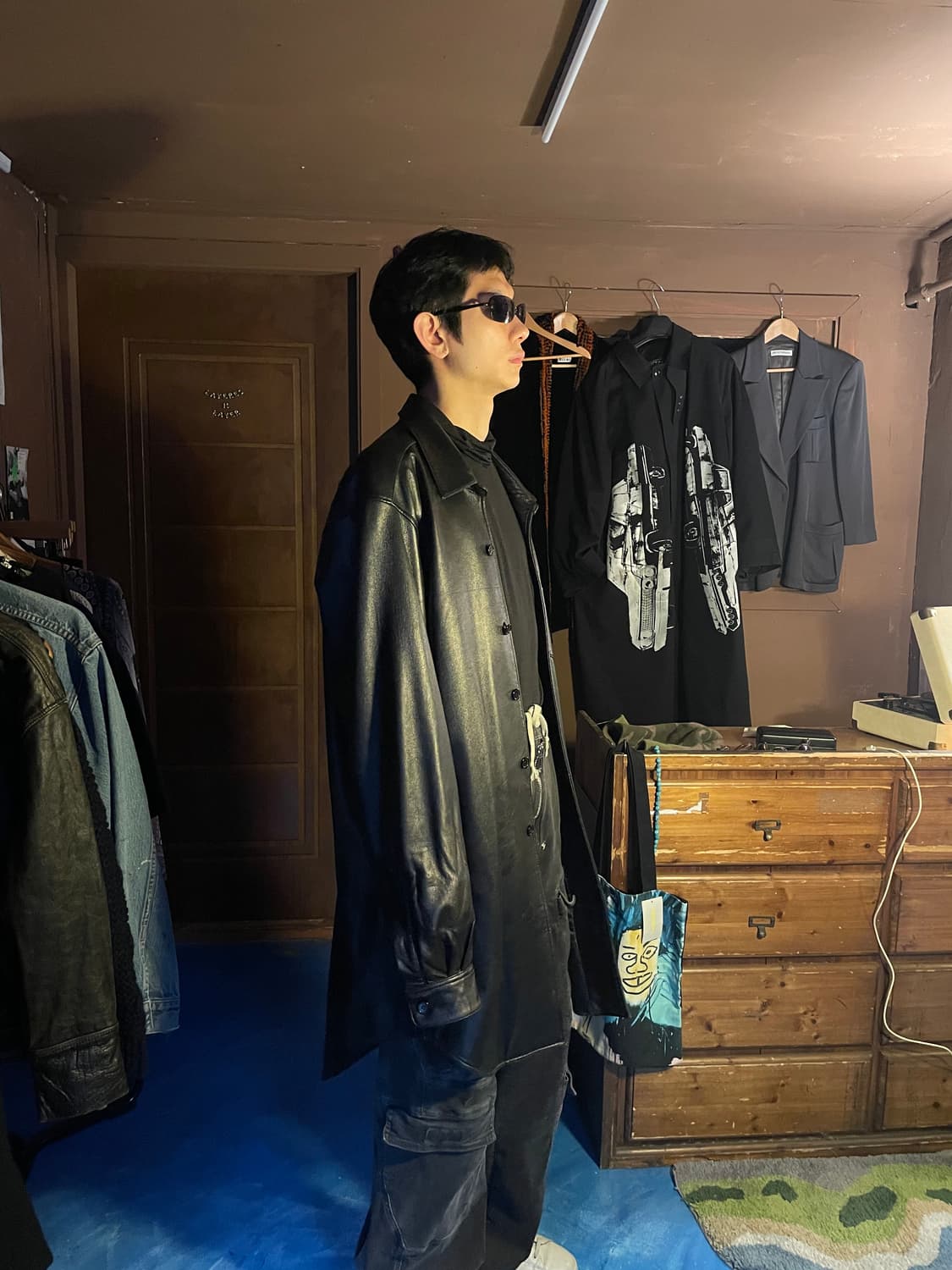 UNIQUE SILHOUETTE LAMBSKIN LONG SHIRT 상품이미지3