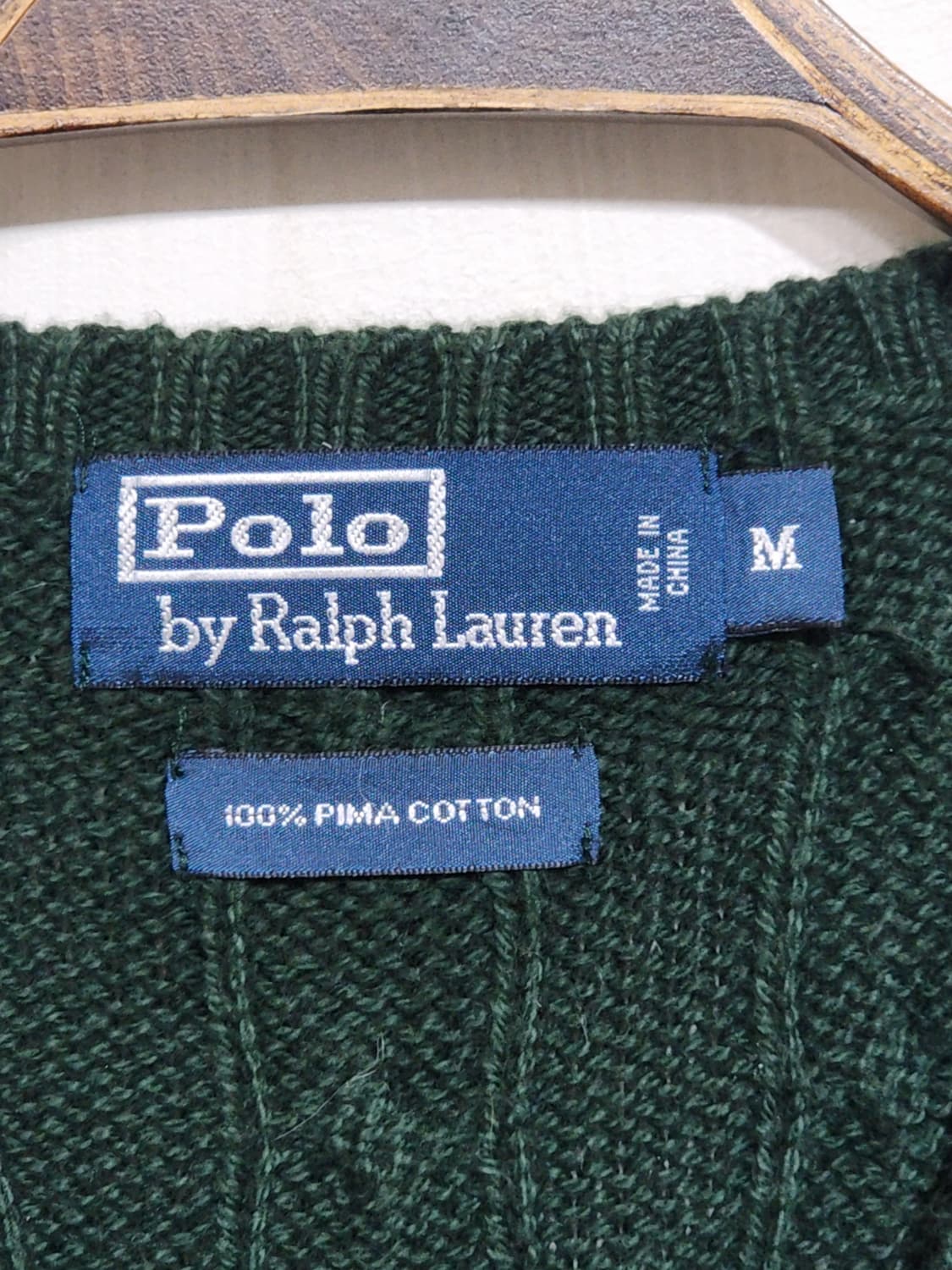 (L) 랄프로렌 폴로 꽈배기 니트조끼 녹색 케이블 베스트 피마코튼  상품이미지3