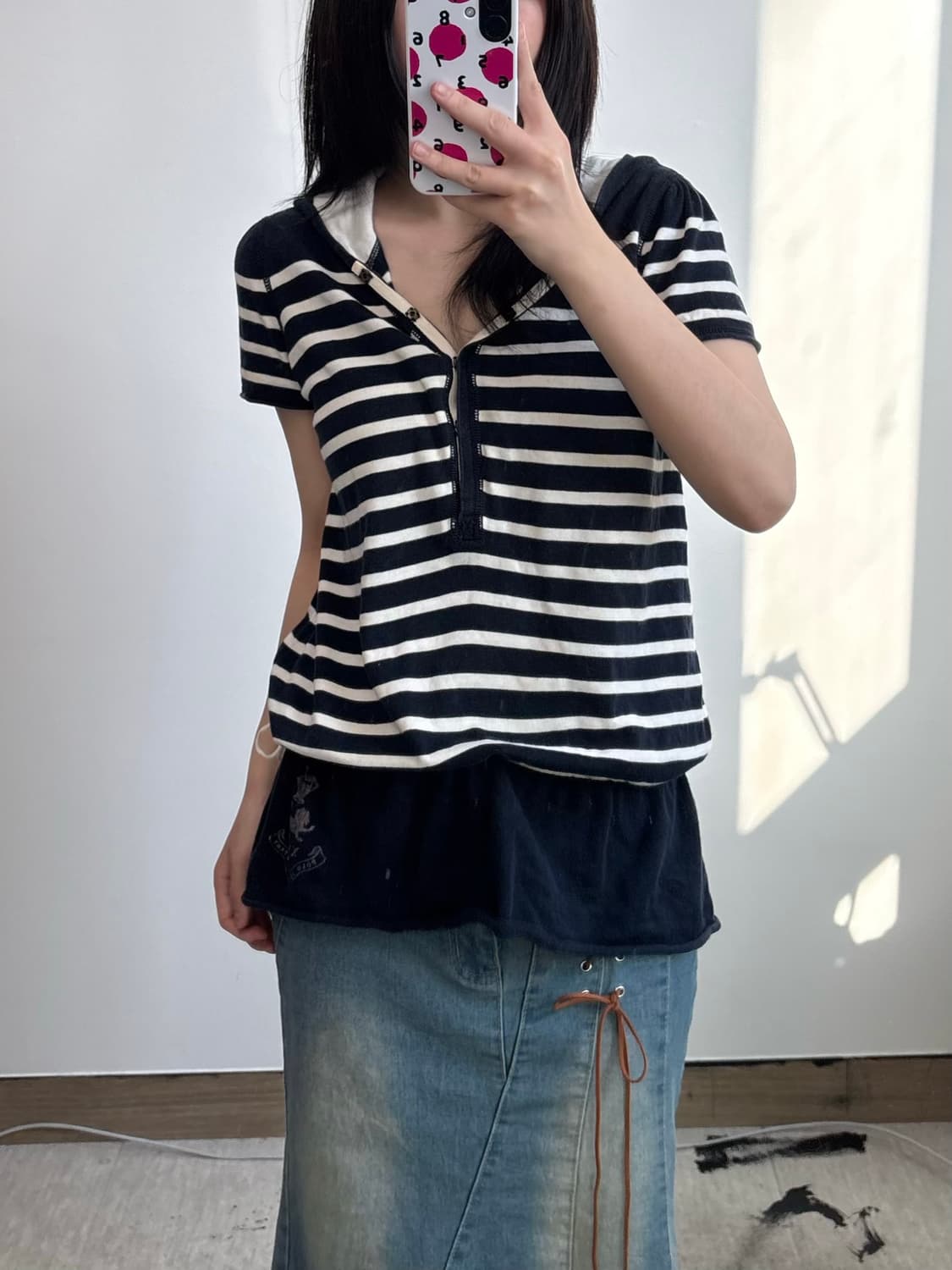 폴로 진스 컴퍼니 레이어드 반팔 후드 원피스 모리걸 상품이미지2