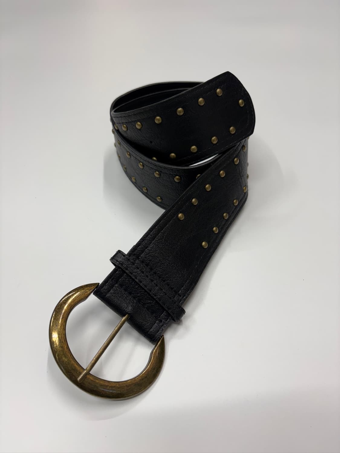 빈티지 스터드 와이드 레더 벨트 Studded Leather Belt 상품이미지1