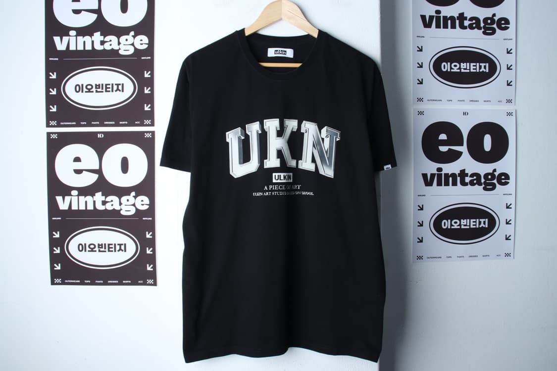 (M-XL) 얼킨 반팔 티셔츠 빅로고 블랙 올드스쿨-H33152 상품이미지2