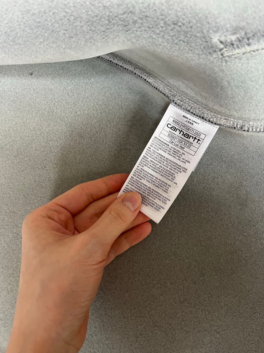 칼하트윕 집업 베스트 그레이 스몰 상품이미지4