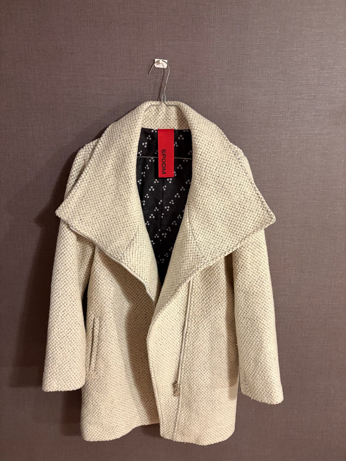 레어한 네덜란드 브랜드 SPOOM 아이보리 울 블렌드 하이넥 코트 상품이미지1