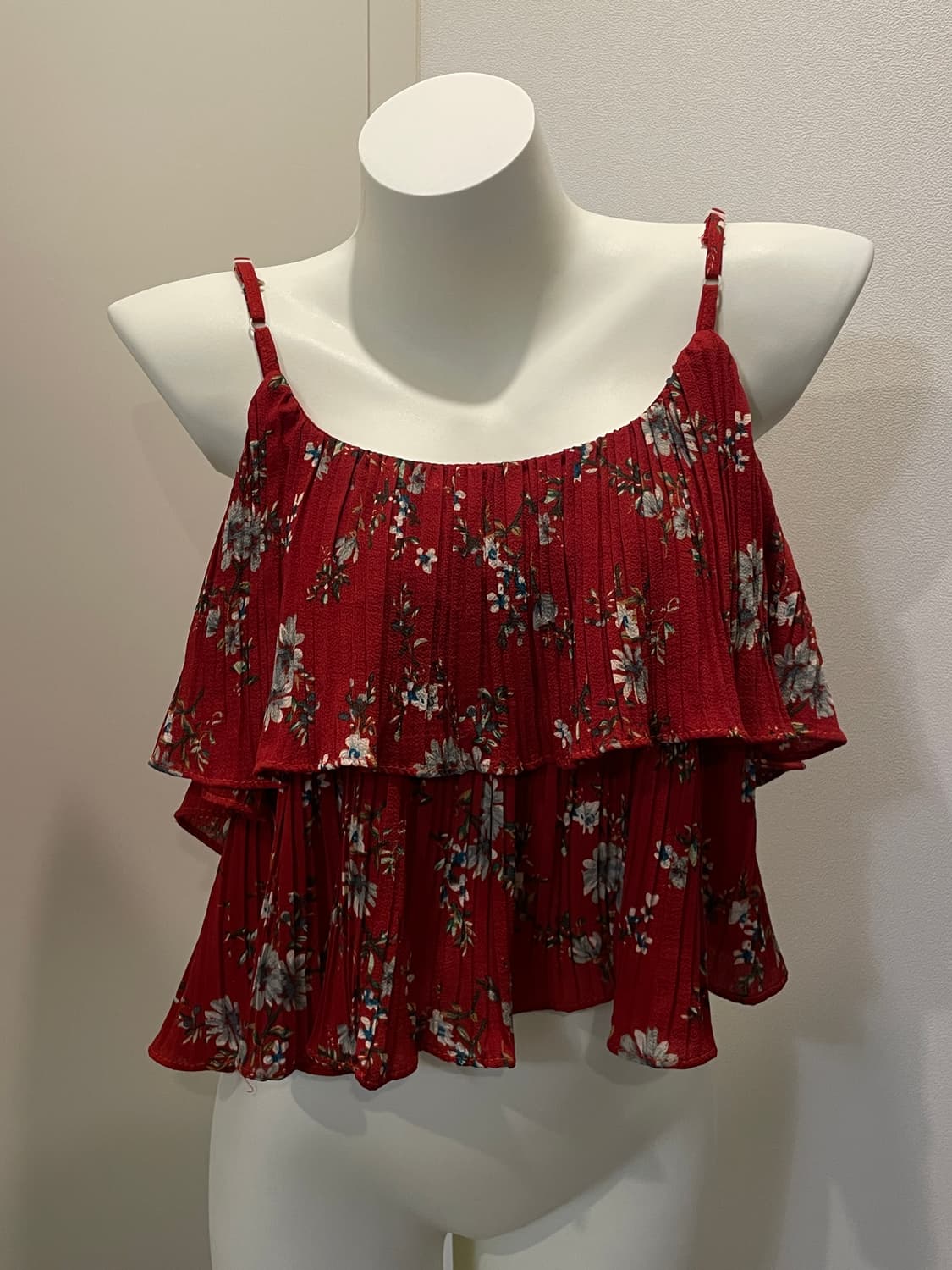 플라워 패턴 레드 뷔스티에 휴양지 오리엔탈 빈티지 상품이미지1