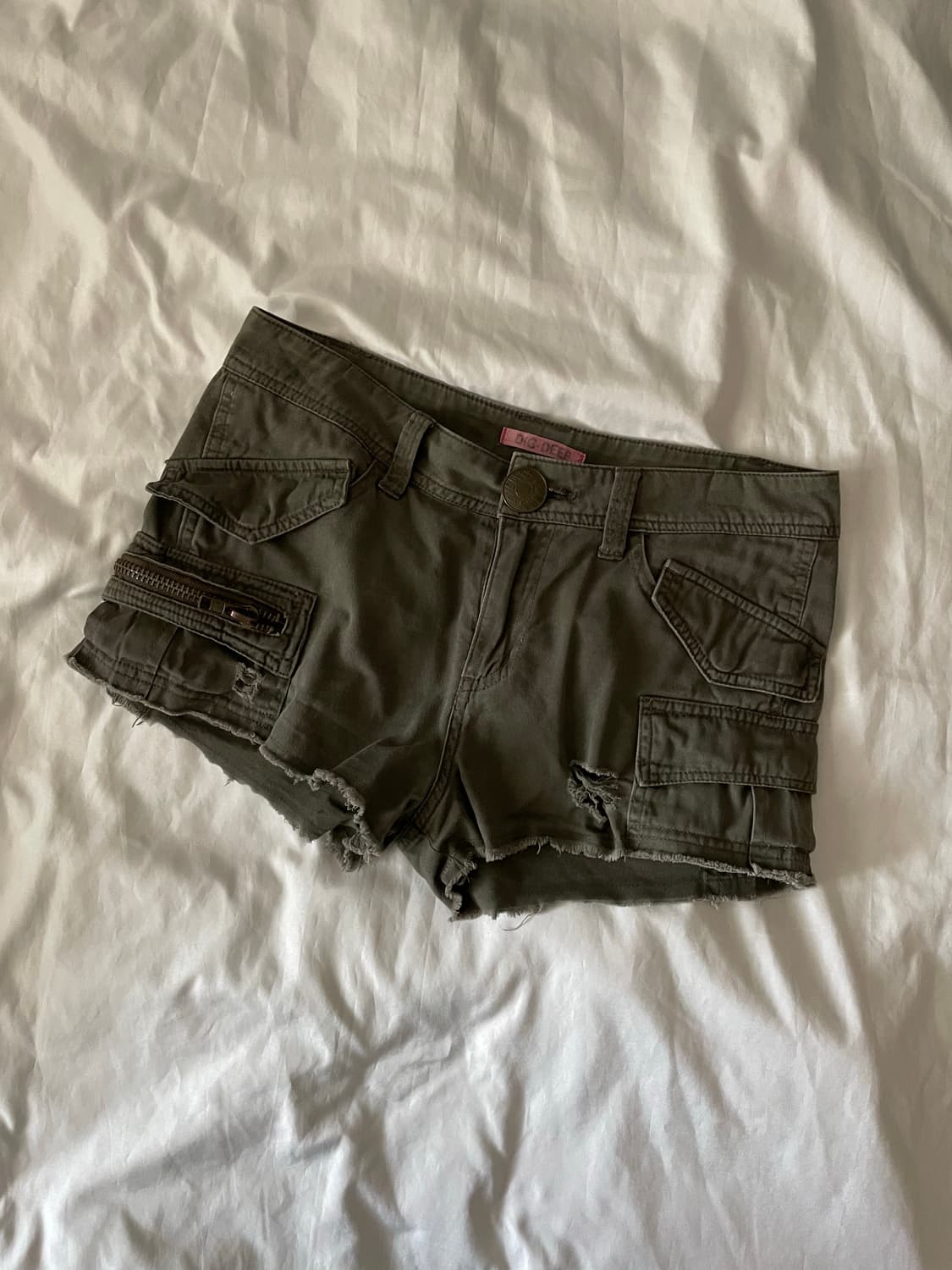 디그딥 빈티지 y2k 펑크 갸루 카키 카고 핫팬츠 숏팬츠 상품이미지1