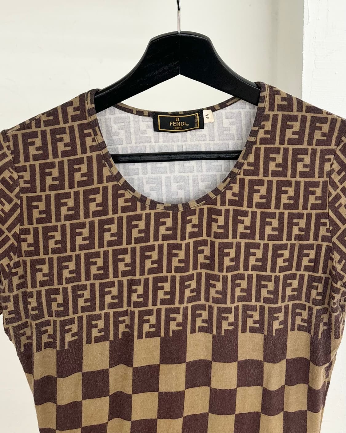 펜디 브라운 주카 패턴 코튼 하프 티셔츠 상품이미지2