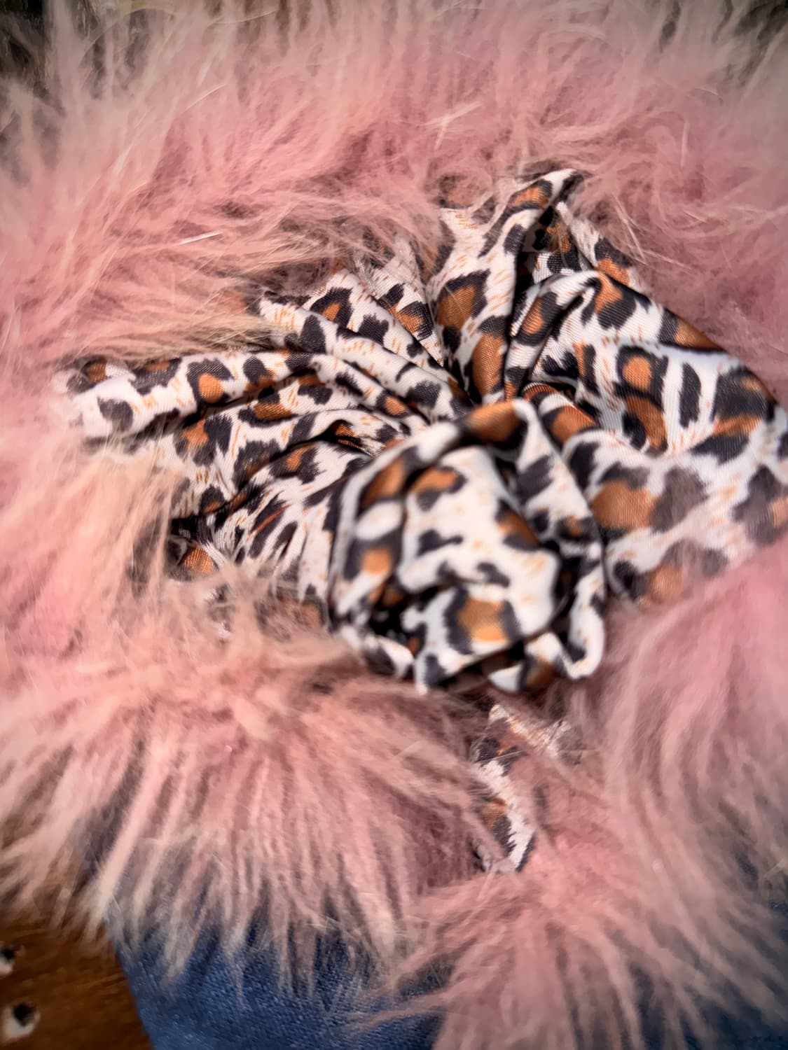 vintage Pink fur Leopard Hooded half zip 상품이미지6