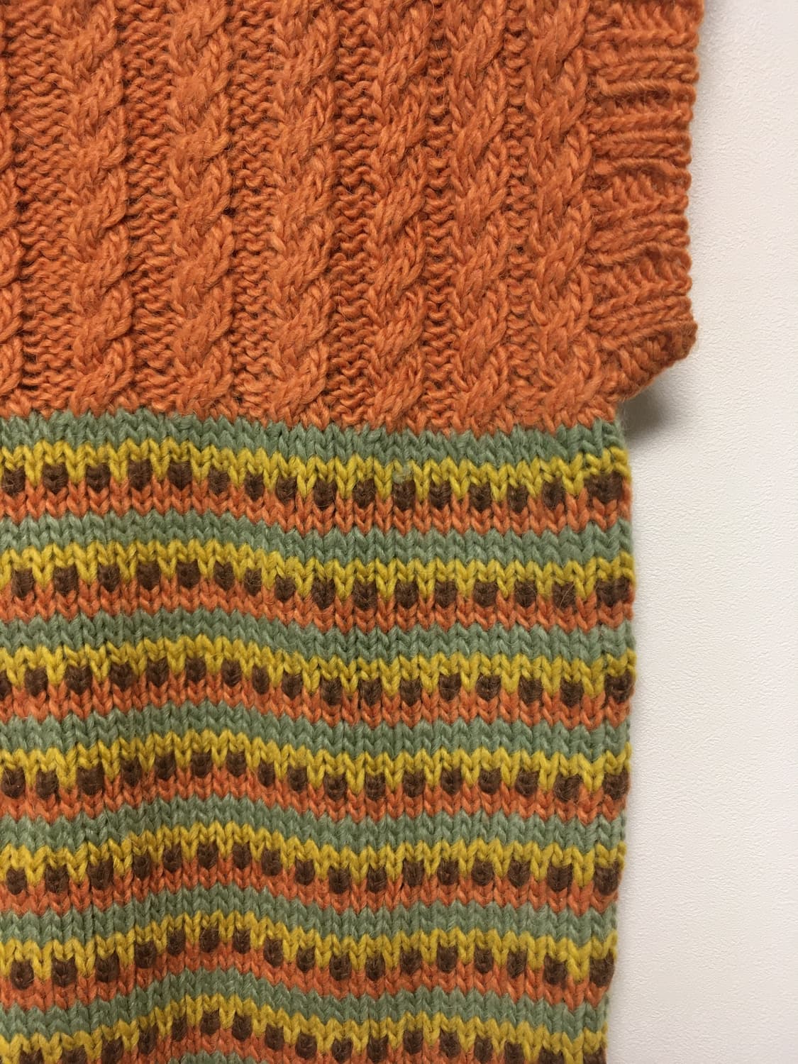 vintage cable stripe mix vest terracotta 상품이미지8