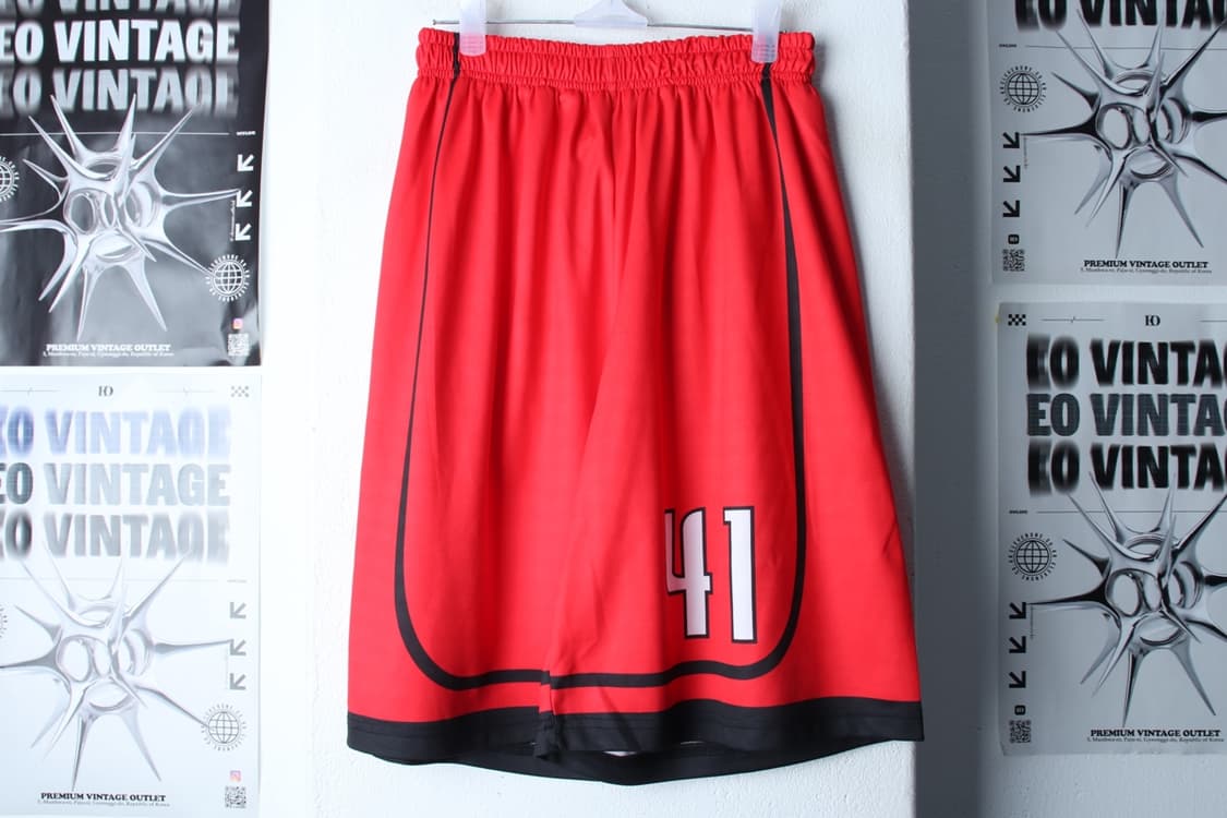(L-XL) 브랜드빈티지 반바지 팬츠 농구유니폼 검빨 올드스쿨-P9792 상품이미지2