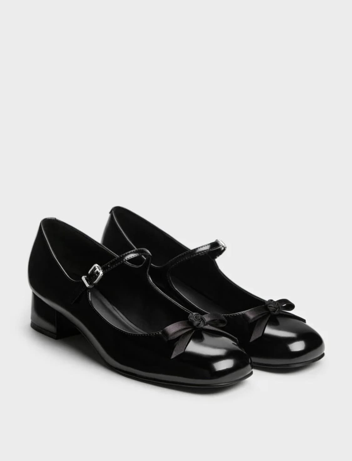 [새상품] 찰스앤키스 켈리스 로즈 보우 메리 제인 펌프스 - 블랙 상품이미지1