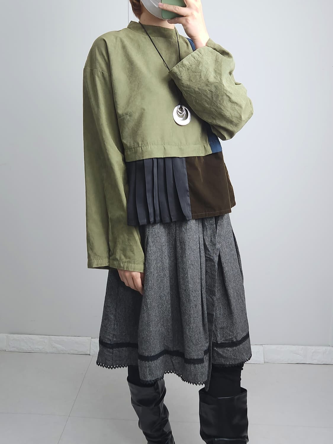 레이어드 플리츠 블라우스 상품이미지5