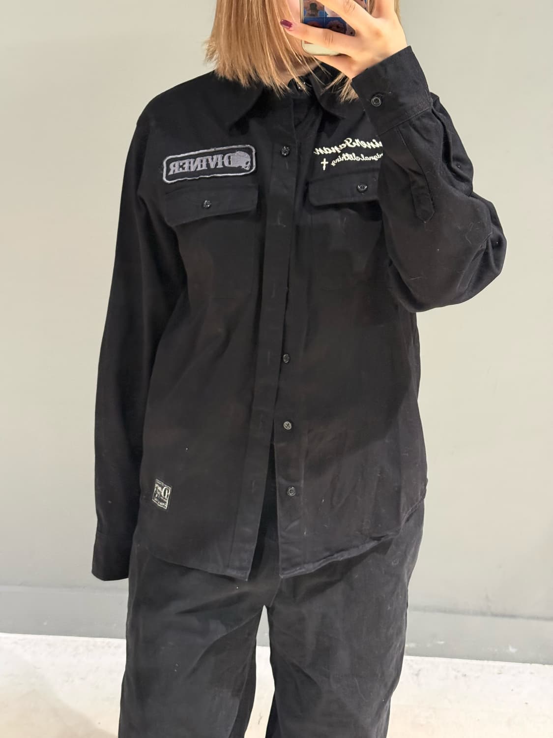 skull embroied detail over-fit shirt 상품이미지3