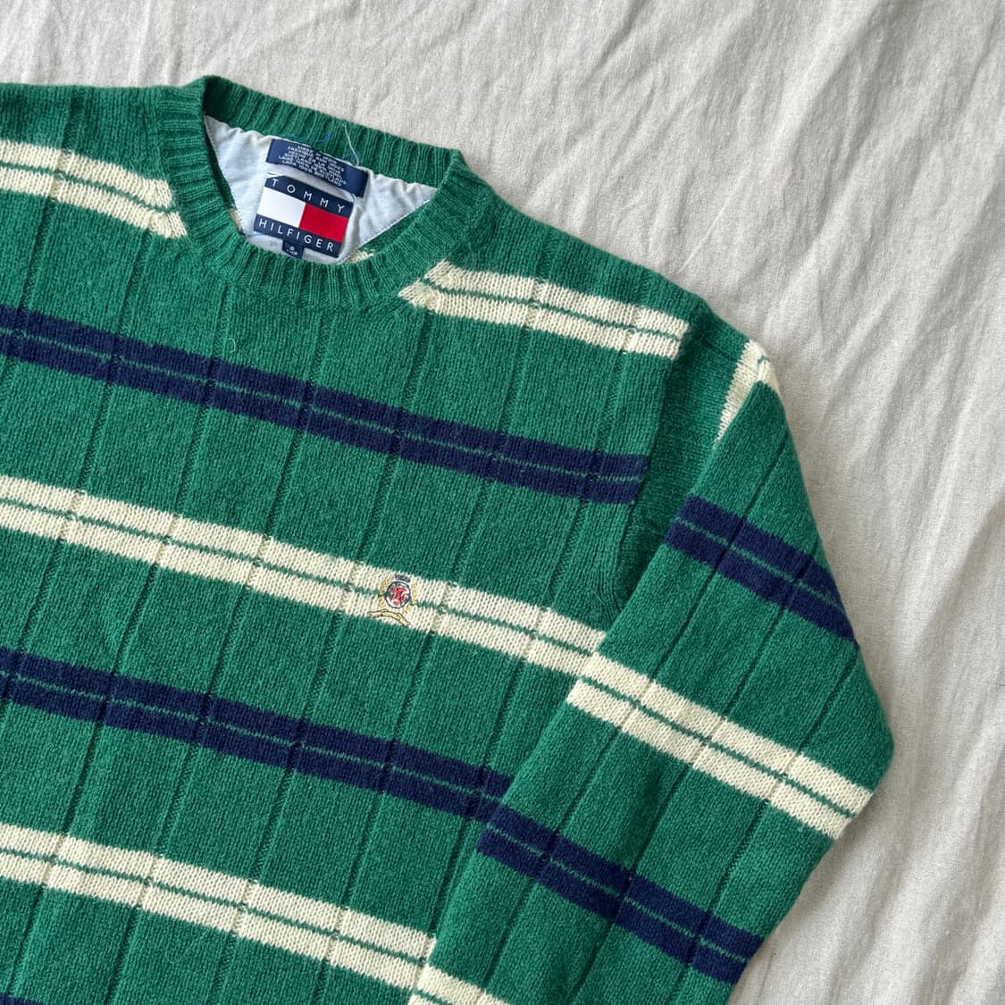 타미힐피거 90s 스트라이프 프레피 자수 니트 S 상품이미지2