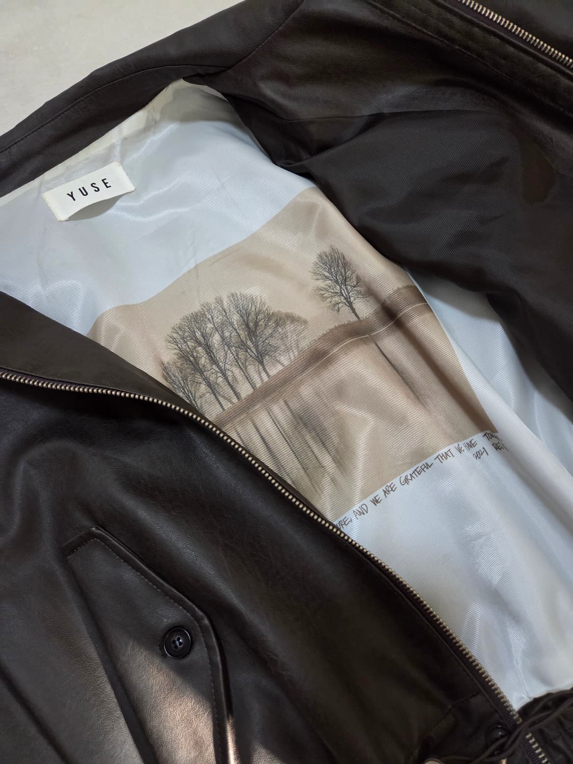 유즈 yuse 레더 봄버 자켓 가죽자켓 브라운 상품이미지5