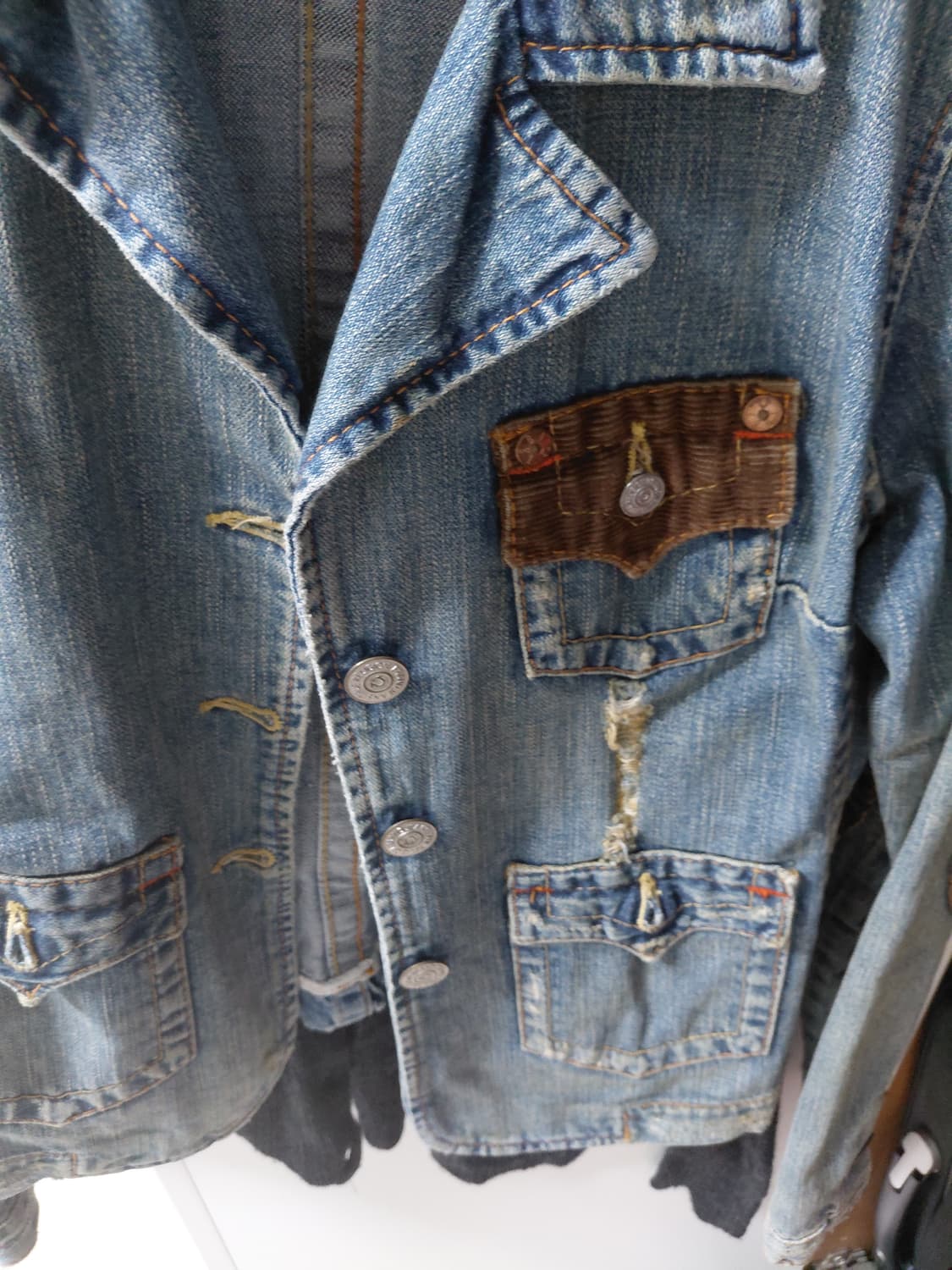 트루릴리전 청자켓 y2k 팔꿈치패치 xs 상품이미지5