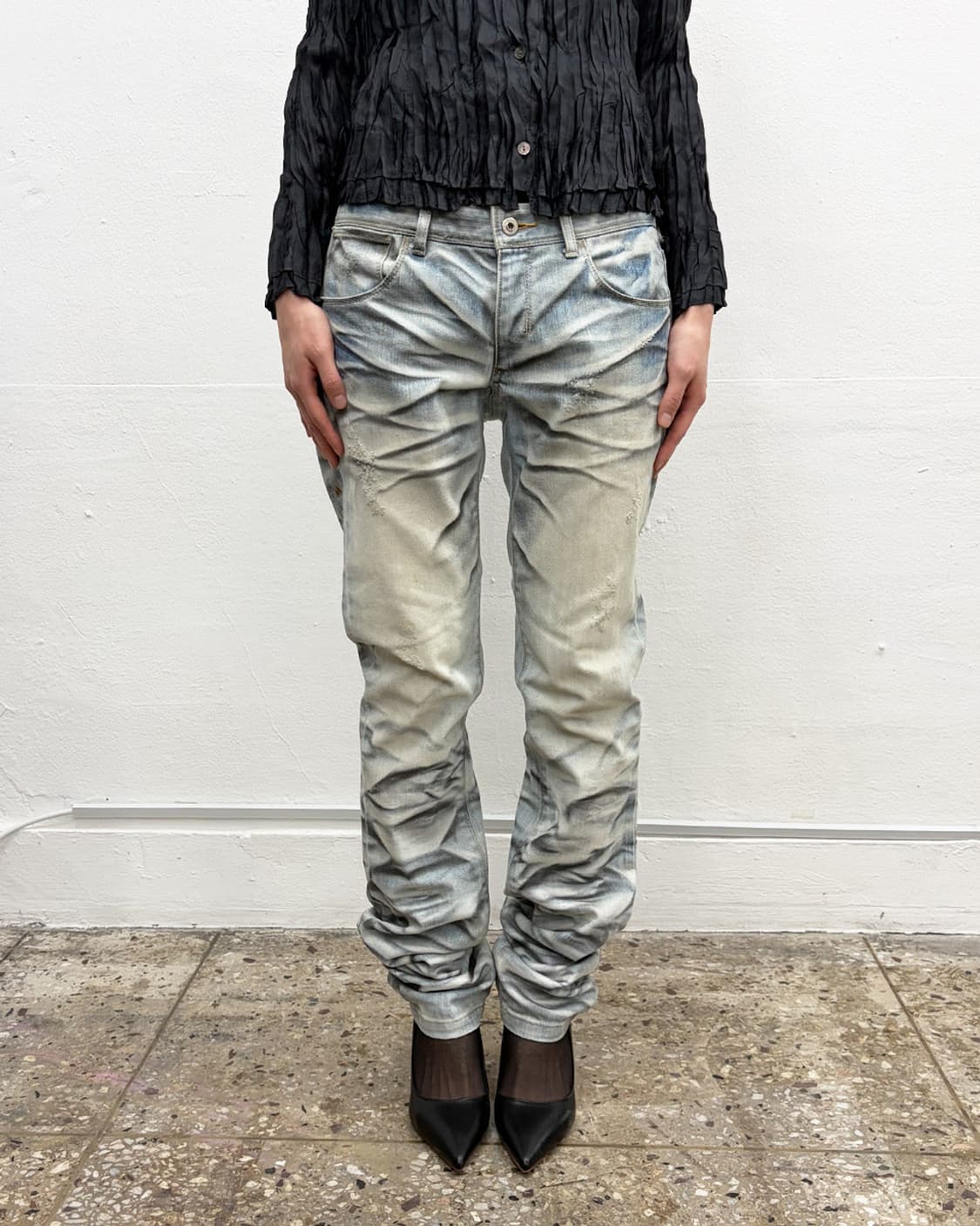 닐바렛 링클 워시 데님 팬츠 상품이미지1