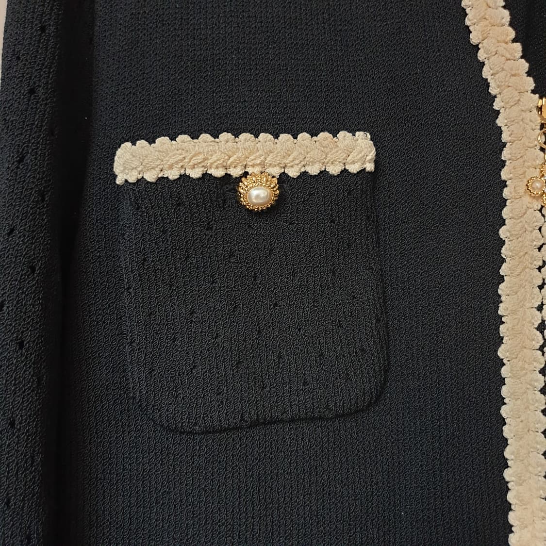 ST.JOHN 센존 컬렉션라인 럭셔리 진주&니트트림 패치포켓 집업 자켓 상품이미지4