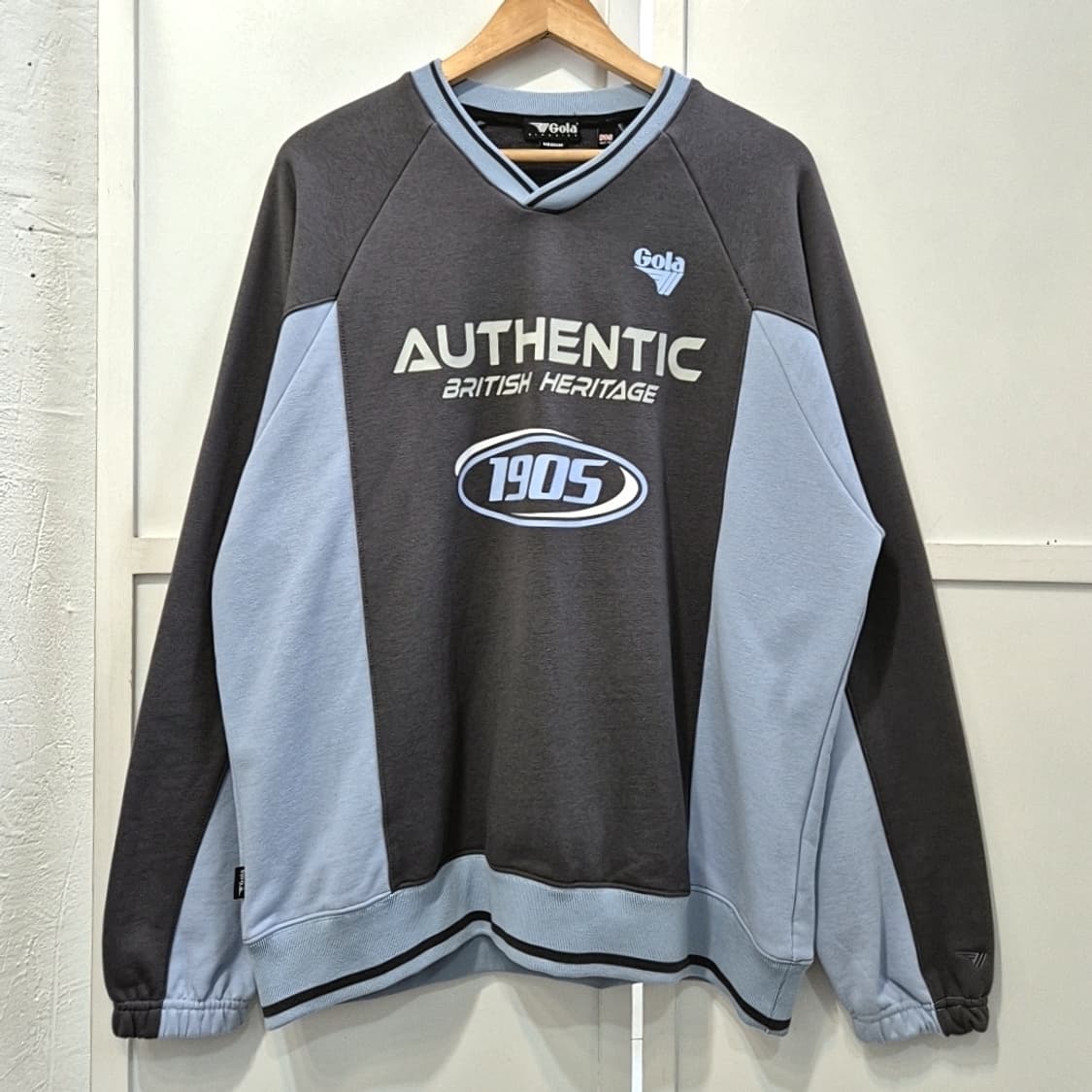 골라 컬러블럭 브이넥 스웻셔츠 남성 M 상품이미지2