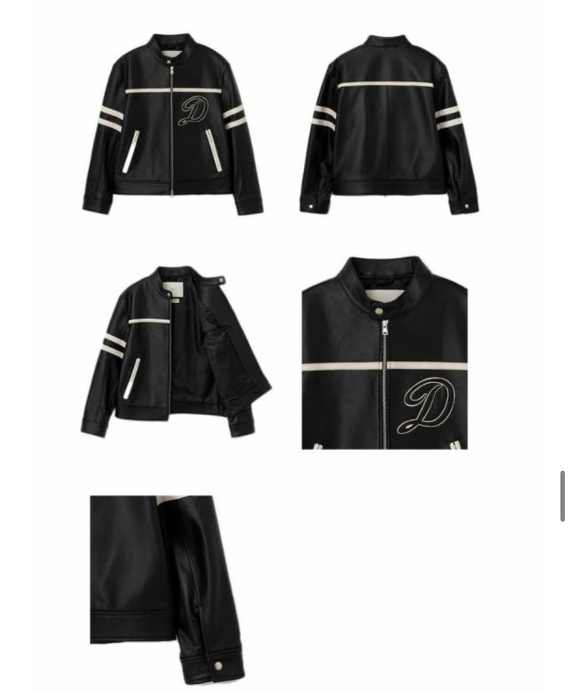 [L] 던스트 레이싱 콘트라스트 레더 자켓 블랙 상품이미지3