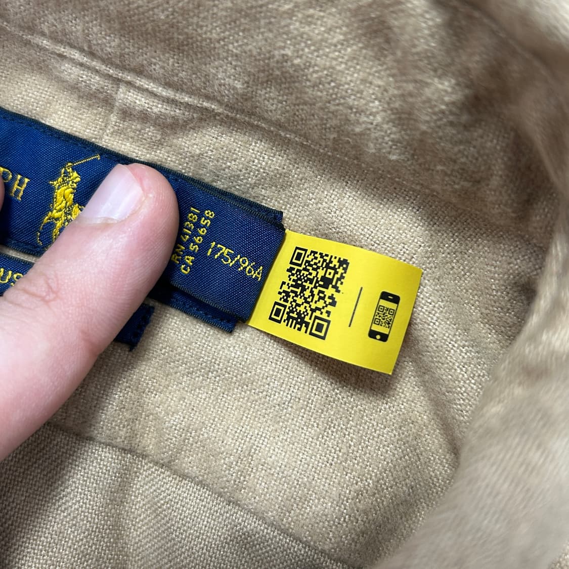 폴로 QR라벨 베이지 플란넬 셔츠(M) 상품이미지3