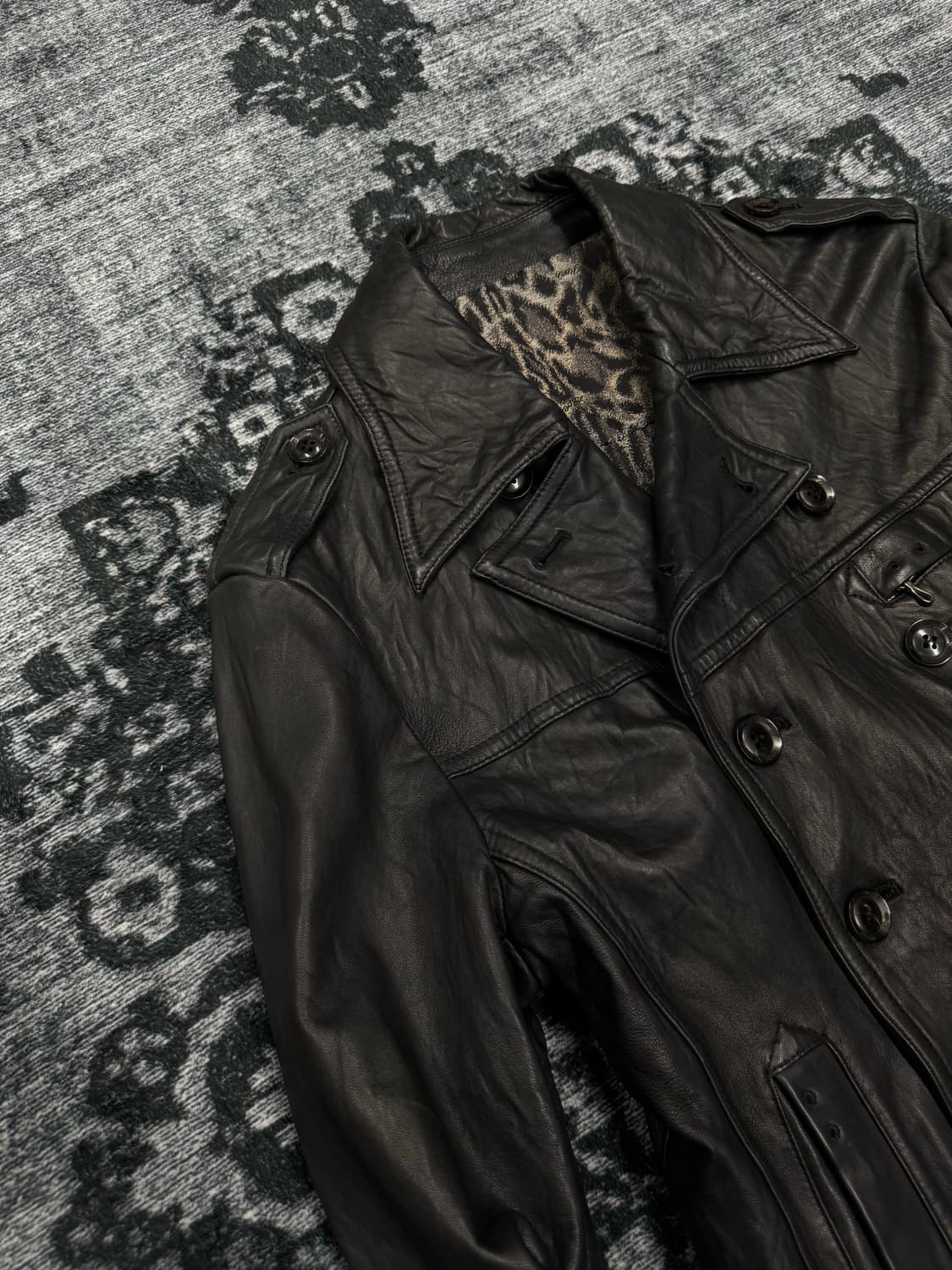 Roen 00s archive double leather jacket 상품이미지3