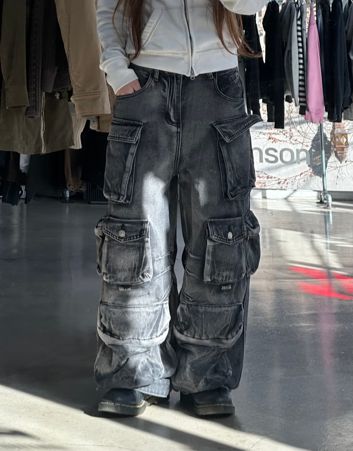 빈티지 멀티포켓 멀티포켓 흑청 카고팬츠 상품이미지5