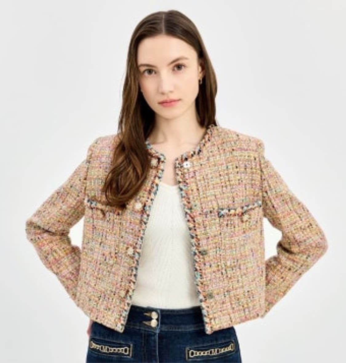 Michaa 미샤 자바라 배색 트위드 숏 자켓 상품이미지10