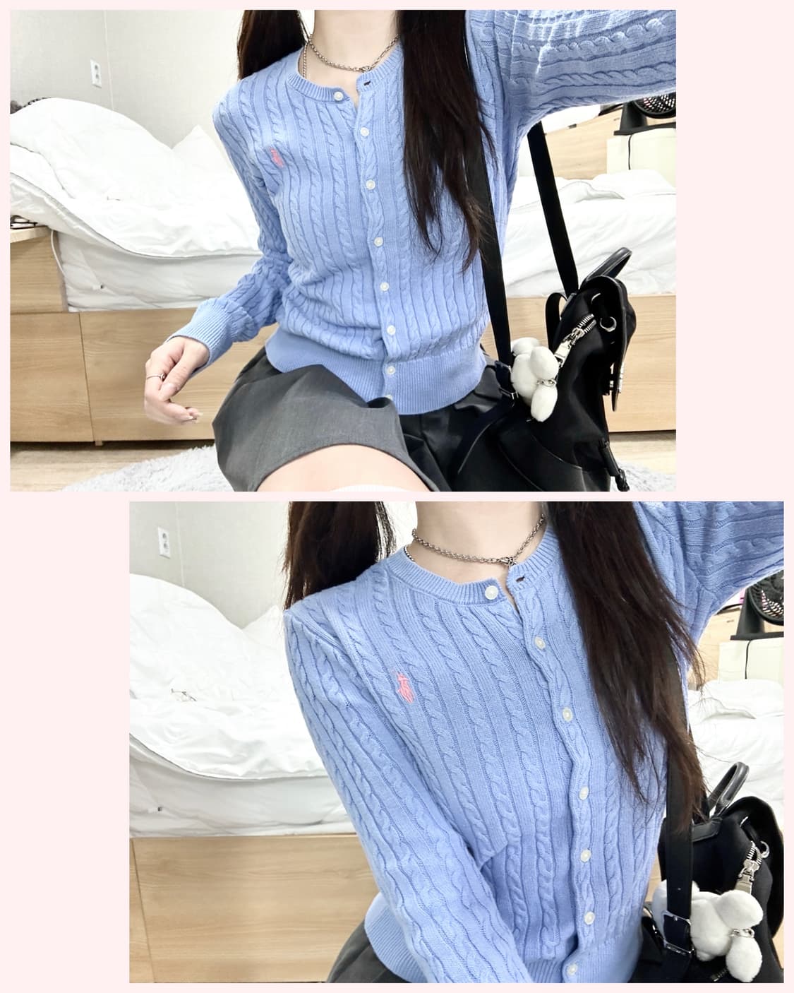 폴로 핑크포니 소라 케이블 가디건 상품이미지1